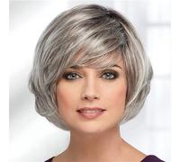Pelucas Rubio Plata Marrón Rojo Pelo Sintético Mujeres Corto Recto Ombre Bob Peluca con Flequillo Peluca de mujer(A3)