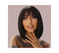 Pelucas Short Bob Wigs Human Hair with Bangs Straight Bob Wig 8 Inch Full Machine Made Peluca de mujer(8inches)