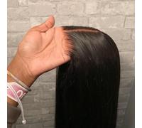Pelucas sin pegamento Cabello humano Pre arrancado Pelucas delanteras de encaje recto de 18 pulgadas Cabello humano for mujeres negras Densidad 180% Frontal de encaje HD 4x4 HD Lace Wear And Go Peluca