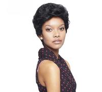 Pelucas sintéticas color 1B peluca corta rizada de alta temperatura pelucas afroamericanas de uso diario para mujer - # 1-6 pulgadas