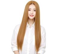 Pelucas sintéticas con red transpirable ajustable para mujer, aspecto natural y recto, pelucas de corte moderno con flequillo