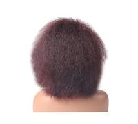 Pelucas sintéticas cortas de 6 pulgadas rizadas rectas resistentes al calor para las mujeres africanas afro peluca completa agrega volumen al cabello(rojo vino)