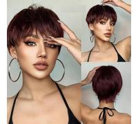 Pelucas sintéticas de corte corto marrón con nudos en la parte delantera, peluca marrón natural para mujeres negras y blancas, uso diario para mamás, fiestas, resistente al calor, SS198-1