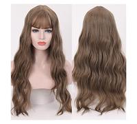 Pelucas sintéticas de peluca mujer rubia largas y onduladas con flequillo Peluca cosplay resistente al calor compatible with mujeres afroamericanas(NC/4HL)