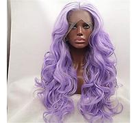 Pelucas Sintéticas Delanteras Dama Ondulada/Cuerpo Ondulado Púrpura Peinado En Capas 150% Densidad Cabello Sintético Dama Púrpura Peluca Larga, 26 Pulgadas (18 Pulgadas)