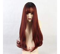 Pelucas sintéticas GJBXP con flequillo Pelucas rectas largas Pelucas de cabello natural azul púrpura para mujer Pelucas de cosplay Pelucas de fibra resistente al calor Lc204-1