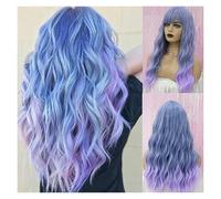 Pelucas sintéticas onduladas de agua larga con flequillo Ombre Peluca pelo cosplay color marrón oscuro compatible with mujeres fibra resistente al calor africano(LC194-2)