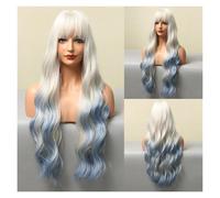 Pelucas sintéticas onduladas de agua larga con flequillo Ombre Peluca pelo cosplay color marrón oscuro compatible with mujeres fibra resistente al calor africano(LC5121-1)