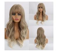 Pelucas sintéticas onduladas de agua larga con flequillo Ombre Peluca pelo cosplay color marrón oscuro compatible with mujeres fibra resistente al calor africano(LC226-1)
