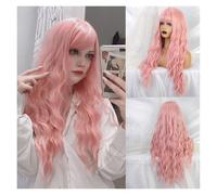 Pelucas sintéticas onduladas de agua larga con flequillo Ombre Peluca pelo cosplay color marrón oscuro compatible with mujeres fibra resistente al calor africano(LC222-1)