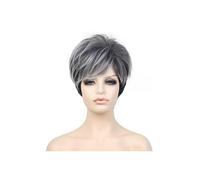 Pelucas sintéticas onduladas y peludas de pelo Natural corto for mujer y peluca de pelo corto bonita for fiestas temáticas de vacaciones regalo de boda (Color : Black gray, Size : 25.5cm/10in)