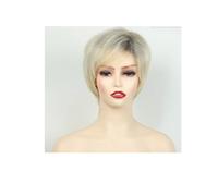 Pelucas sintéticas onduladas y peludas de pelo Natural corto for mujer y peluca de pelo corto bonita for fiestas temáticas de vacaciones regalo de boda (Color : Flaxen, Size : 25.5cm/10in)