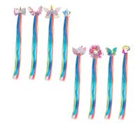 Pelucas sintéticas para niños, trenzas con nudo, pelucas con lentejuelas largas para niñas, 8 piezas, pelucas de color arco iris