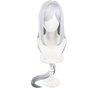 Pelucas sintéticas peluca de disfraces Cosplay, Peluca de pelo largo con degradado en blanco y negro, peluca de disfraz de anime de pelo liso con flequillo y trenza