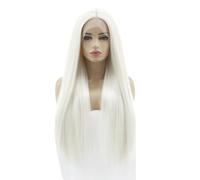 Pelucas sintéticas Platinum White HD Lace Front for mujer, con línea de cabello natural, sin pegamento, de cabello largo y liso, ideales for uso diario y fiestas.(22inch)