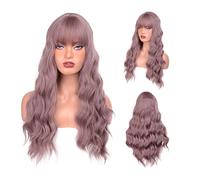 Pelucas sintéticas rojas anaranjadas con flequillo de onda agua larga compatible with las mujeres azul/rubia pelucas jengibre compatible with la peluca resistente al calor del partido cosplay(9)