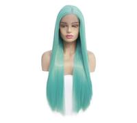 Pelucas sintéticas sin pegamento de color verde claro, pelucas rectas de encaje 13X3 HD for mujeres(18inch)
