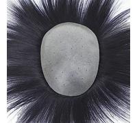 Pelucas Sistemas de tupé de repuesto for hombres, piel fina, con bucle en V, base completa de PU, unidades de peluca for hombres, negro natural, 120% liso, pieza de cabello humano real, prótesis de ca