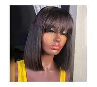 Pelucas Straight Hair Short Brazilian Human Hair 613 Blonde Bob Wig with Bangs Non Lace Front Straight Wig for Black Women 150% Density Cabello Natural(14inches)