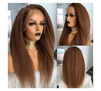 Pelucas Suave 180% de densidad marrón recto largo langosto pabello delantero sintético delantero Cabello Natural (Size : 24inches)