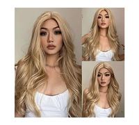 Pelucas TINY LANA pelucas sintéticas rubias onduladas largas con reflejos parte media for mujeres Afro Cosplay pelo Natural fibra resistente al calor Mujer Natural Pelo humano Pelucas