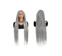 Pelucas trenzadas Cornrow Box for mujer, peluca frontal de encaje completo con trenzas sintéticas de diosa de parte lateral de 36" Aspecto natural(Gray)