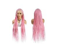 Pelucas trenzadas Cornrow Box for mujer, peluca frontal de encaje completo con trenzas sintéticas de diosa de parte lateral de 36" Aspecto natural(Pink)