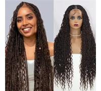 Pelucas Trenzadas De Caja Bohemias Rubias Con Pelo Rizado Pelucas Frontales De Encaje Trenzado Sintético Pelucas Trenzadas 32"