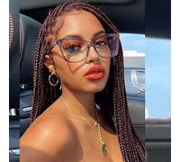 Pelucas trenzadas de caja para mujeres negras, color marrón, largo, lacio, sintético, aspecto natural, sin nudos, trenzas de cornrow, peluca ligera de pelo trenzado a mano, pelucas sintéticas de