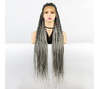 Pelucas trenzadas de encaje completo de cabello 13x9 con pelo de bebé Trenza en caja Trenzas sintéticas sin cola Peluca de fibra resistente al calor Cosplay del cabello Diario (Color : A)
