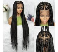 Pelucas Trenzadas De Encaje Completo HD Transparente Sintético Trenza Pelo Trenzado Caja Sin Nudos Peluca Con Trenzas Cornrow