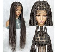Pelucas Trenzadas De Encaje Completo, Peluca Con Malla Frontal Sintética, Trenza Con Pelo De Bebé, Pelucas Delanteras De Encaje Trenzado, Peluca Trenzada En Caja Sin Nudos