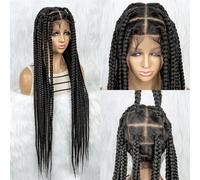 Pelucas Trenzadas De Encaje HD Para Mujeres Negras, Trenzas Cornrow, Peluca Con Malla Frontal Sintética, Trenzas En Caja Sin Nudos Con Pelo De Bebé