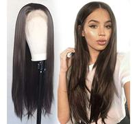 Pelucas Trenzadas Delanteras, Pelucas Delanteras Sintéticas De Color Marrón Oscuro Para Mujeres, Pelucas De Repuesto Largas Y Rectas Con Pelo De Bebé, Aspecto Natural Para Uso Diario, Fibra Resistent