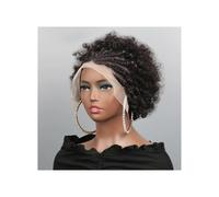 Pelucas trenzadas para mujeres negras, cabello humano, afro puff, peluca de encaje frontal, cabello humano rizado afro kinky, frente de encaje 13 x 4, pretrenzado añade volumen al cabello