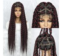Pelucas Trenzadas Para Mujeres Negras, Peluca Con Malla Frontal Sintética, Caja Grande Sin Nudos, Peluca Con Trenzas, Pelucas Trenzadas De Encaje Rubio