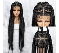 Pelucas Trenzadas Para Mujeres Negras, Peluca Con Malla Frontal Sintética, Caja Grande Sin Nudos, Peluca Con Trenzas, Pelucas Trenzadas De Encaje Rubio