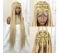 Pelucas Trenzadas Sintéticas Sin Nudos, 32 Pulgadas, Caja Llena De Encaje Cornrow, Trenzas Y Pelucas Para Mujeres Negras, Pelucas De Encaje De Color EN8