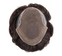 Pelucas Unidades del sistema de cabello humano Postizos ondulados for hombres Cordón francés PU Hombres Toupee Pelucas de cabello Remy indio Línea de cabello natural Prótesis de cabello masculino tran