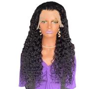 Pelucas Water Wave 13x4 HD transparentes con frontal de encaje suizo, densidad 180, cabello humano ondulado for mujer Adorno de pelo para mujer(22inch)