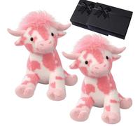 Peluche a forma di mucca rosa per San Valentino,peluche a forma di mucca delle Highlands rosa fragola,bambola peluches super morbida e soffice,adorabile peluches decorativo,cuscino a formas (2pc)
