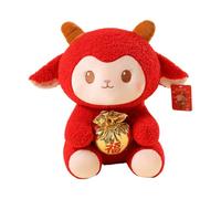 Peluche Año Nuevo Chino Cordero Tierno Sosteniendo Bolsa De Bendición | Oveja China Peluche Juguete para Navidad Fiestas Festivas Festival de Primavera Hogar Sofá 30cm