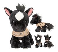Depesche Black 13186 Miss Melody-Caballo Ángel Blanco y Negro, Peluche de Aprox. 20 cm de Altura con Manta para Silla de Montar, Multicolor, One Size