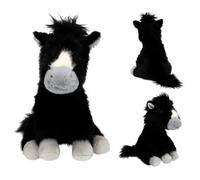 Depesche 14047 Miss Melody: Peluche de Caballo Negro con Manchas Color Crema, Pelaje Suave y Ojos Negros, de Unos 20 cm de Altura.