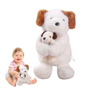 Peluche Cachorro - 30 cm Figura de decoración suave | Perro de peluche sosteniendo un cachorro | para, adultos, niños, novia, San Valentín, cumpleaños, sofá, habitación y coche