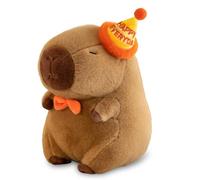 Peluche Capybara Muñeca, 25 cm Capibara Peluche con Sombrero Juguete, Happy Everyday Marrón Muñeco Decoraciones Regalo para Niños Adultos y Fans