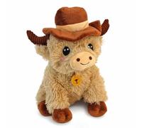 Peluche con sombrero, aprox. 30 cm, marrón o beige, beige | Forro interior reciclado, ojos de punto, lazo para colgar, felpa suave, 2 colores