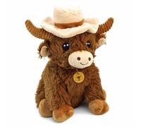 Peluche con sombrero, aprox. 30 cm, marrón o beige, marrón | Forro interior reciclado, ojos de punto, lazo para colgar, felpa suave, 2 colores