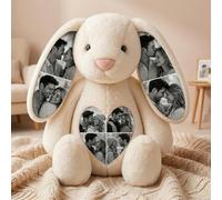 Peluche De Conejo Personalizado con 8 Fotos, Bunny Stuffed Animal De Peluche A Medida como Regalos Románticos de Boda, San Valentín y Aniversario para Parejas, Enamorados y Aniversario