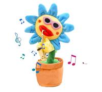 Peluche de girasol parlante - repetido juguete musical luminoso, muñeca de baile saxofón | Decoraciones de fiesta entretenimiento del personaje suave, divertido cojín de flores con canciones b
